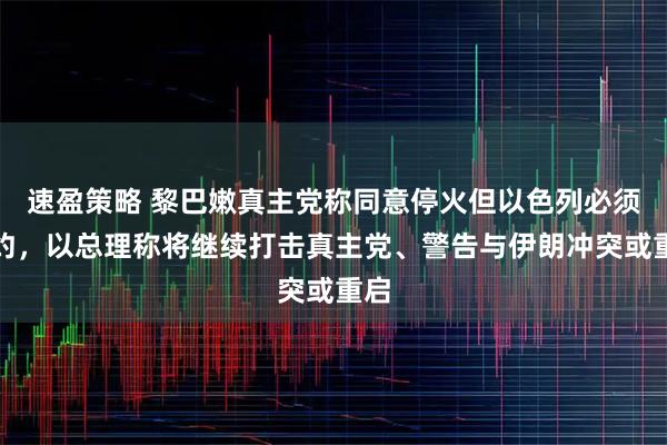 速盈策略 黎巴嫩真主党称同意停火但以色列必须履约，以总理称将继续打击真主党、警告与伊朗冲突或重启